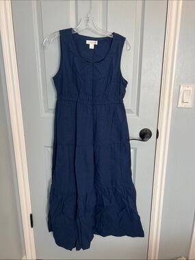Christopher & Banks Blue Textured Sleeveless Dress